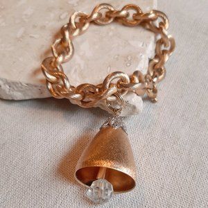 VTG Napier "Wedding Bell" Gold Tone Charm Bracelet
